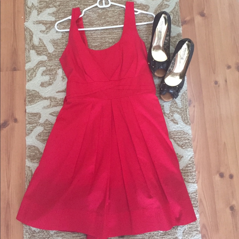 Fun cotton summer Red dress with tie in the back.